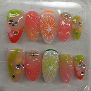 Pro Nails Exclusive: Citrus Splash 3D Fruit Press-On Set