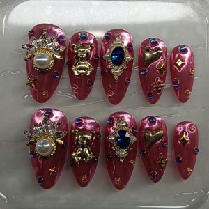 Pro Nails Exclusive: Royal Cyber Coquette Chrome Press-On Set