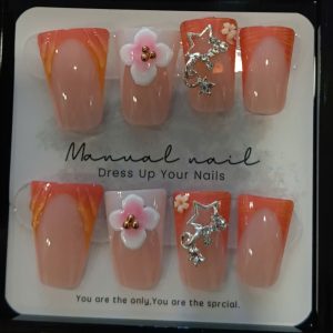 Pro Nails Exclusive: Sunset Blossom 3D Floral Press-On Set